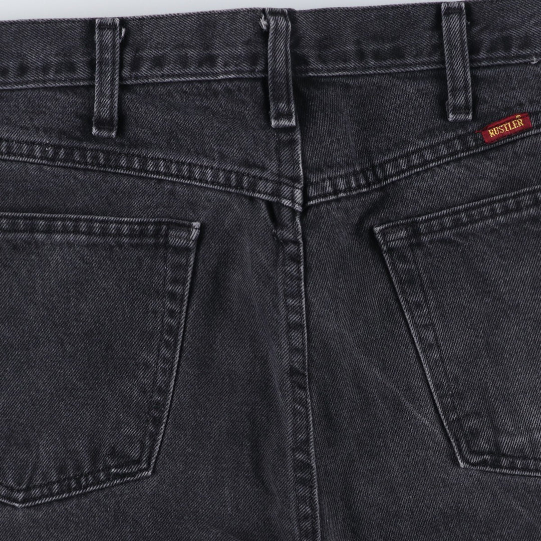 Rustler Black Denim Straight Denim Pants for Men, W33 equivalent cotton black type Vintage Second Hand