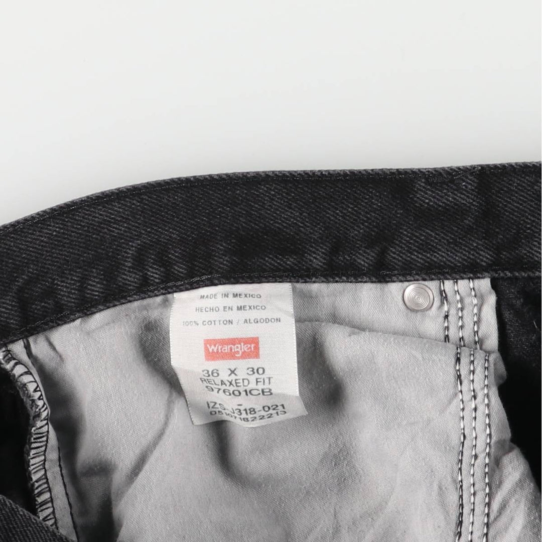 2000'S Wrangler Relaxed Fit Tapered Denim Pants, Black, Men's, Size W35 cotton black type Vintage Second Hand