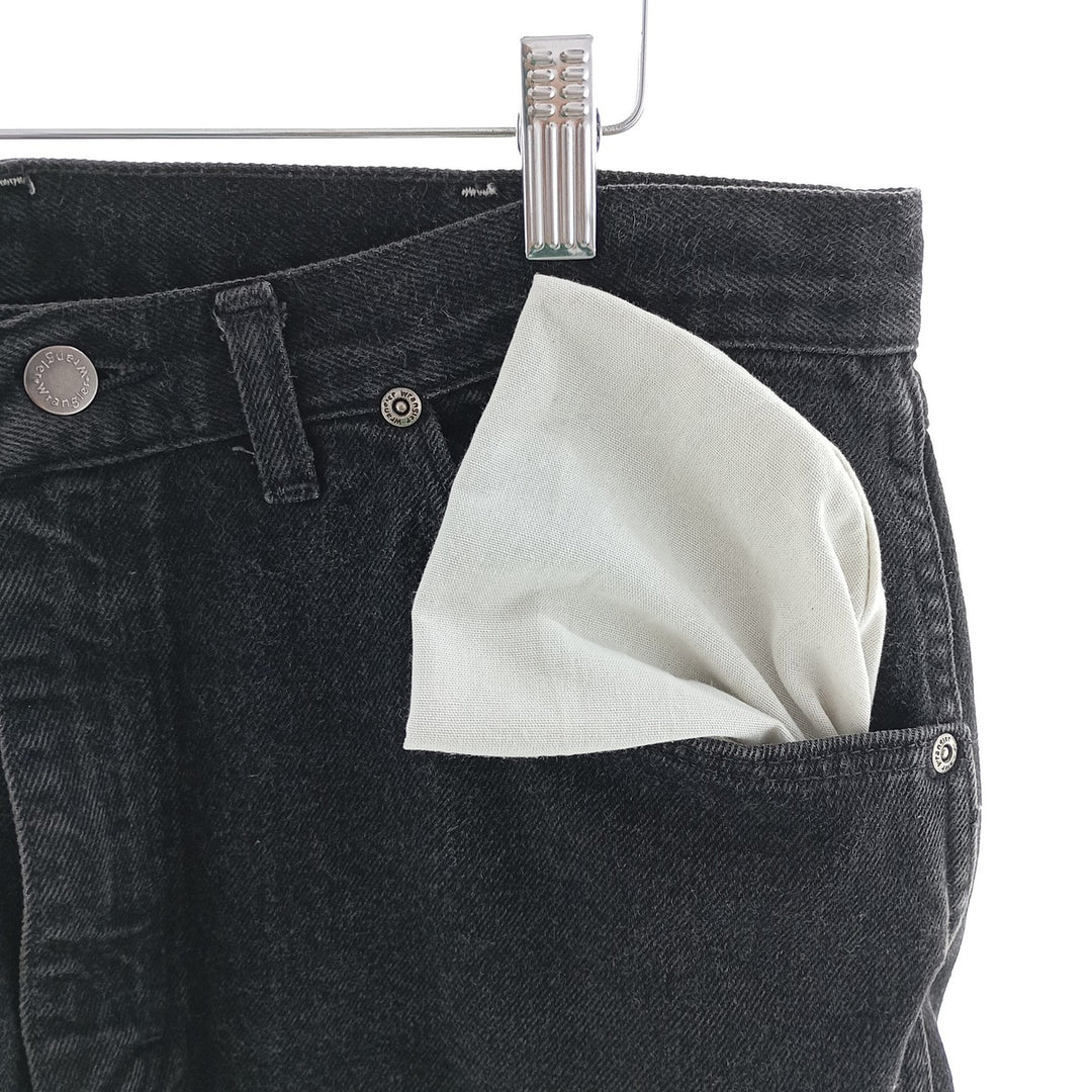 Vintage 1990'S Wrangler tapered black denim pants, made in the USA, men's size W35. cotton black type Vintage Second Hand
