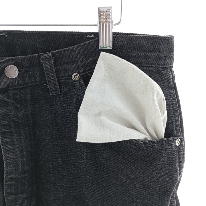 Vintage 1990'S Wrangler tapered black denim pants, made in the USA, men's size W35. cotton black type Vintage Second Hand