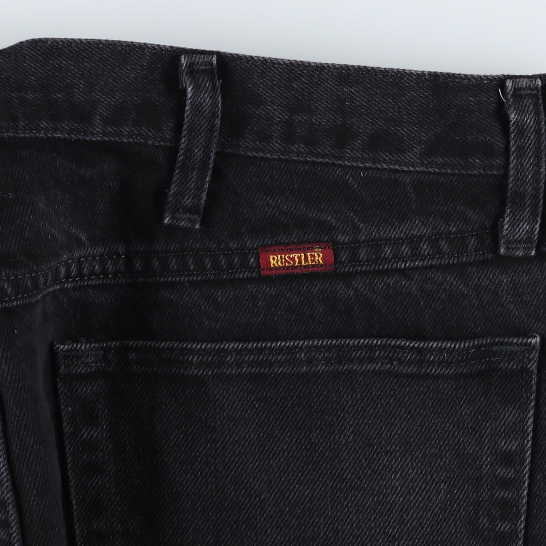 Rustler Black Denim Straight Denim Pants for Men, W35 equivalent cotton black type Vintage Second Hand