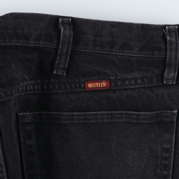 Rustler Black Denim Straight Denim Pants for Men, W35 equivalent cotton black type Vintage Second Hand