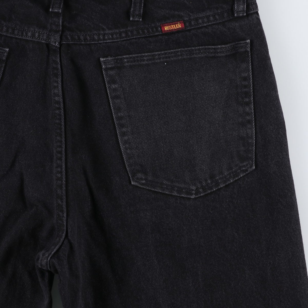 Rustler Black Denim Straight Denim Pants for Men, W35 equivalent cotton black type Vintage Second Hand