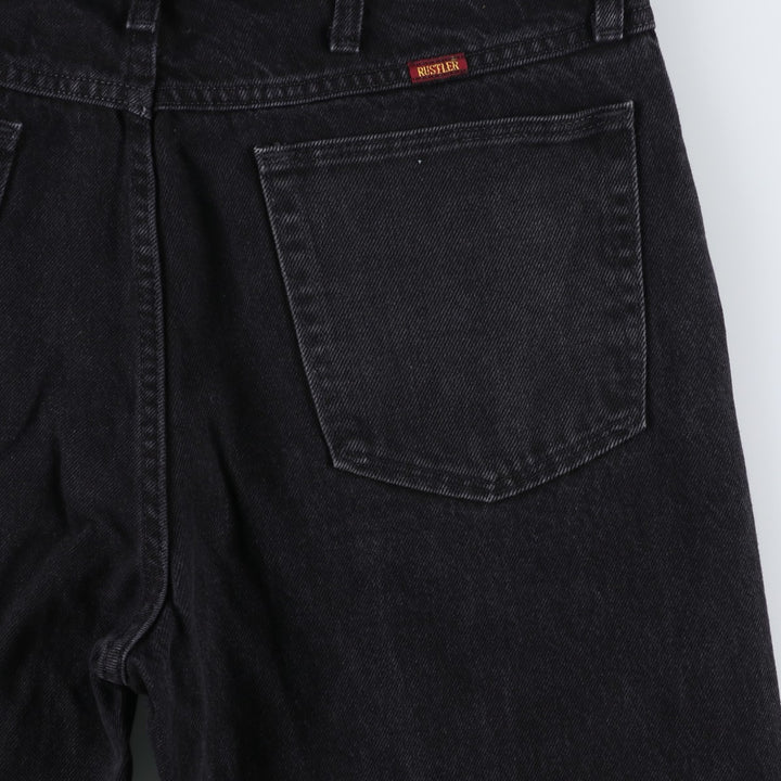 Rustler Black Denim Straight Denim Pants for Men, W35 equivalent cotton black type Vintage Second Hand