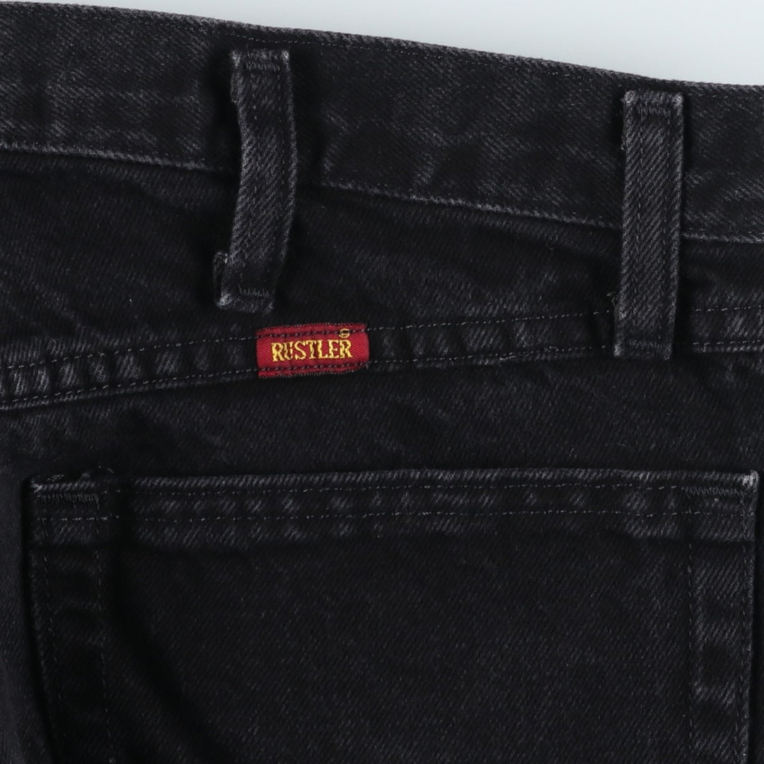 Rustler Black Denim Straight Denim Pants for Men, W34 equivalent cotton black type Vintage Second Hand