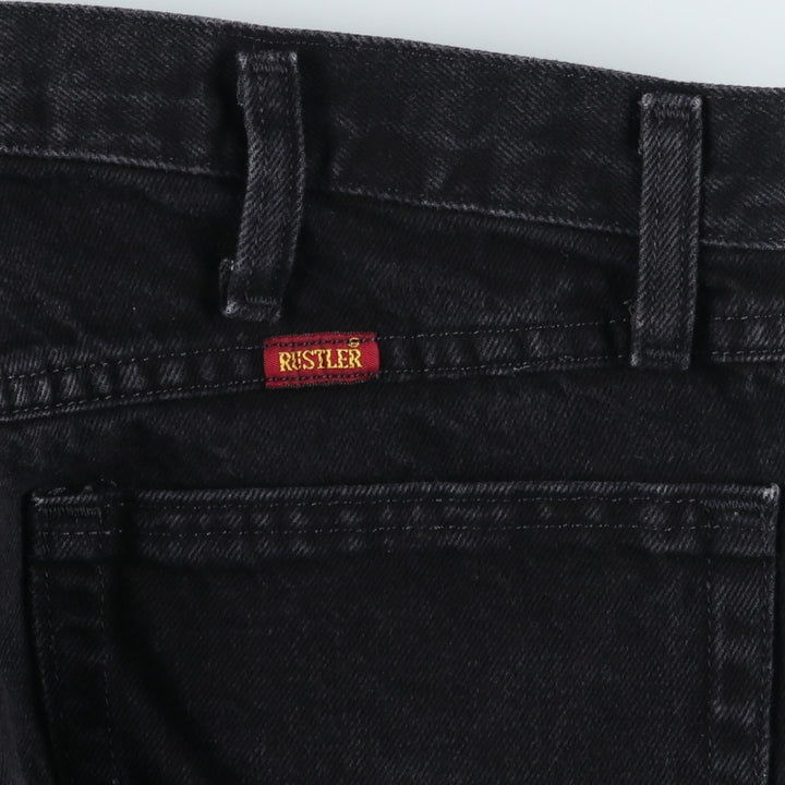 Rustler Black Denim Straight Denim Pants for Men, W34 equivalent cotton black type Vintage Second Hand