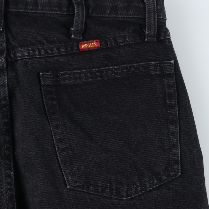 Rustler Black Denim Straight Denim Pants for Men, W34 equivalent cotton black type Vintage Second Hand