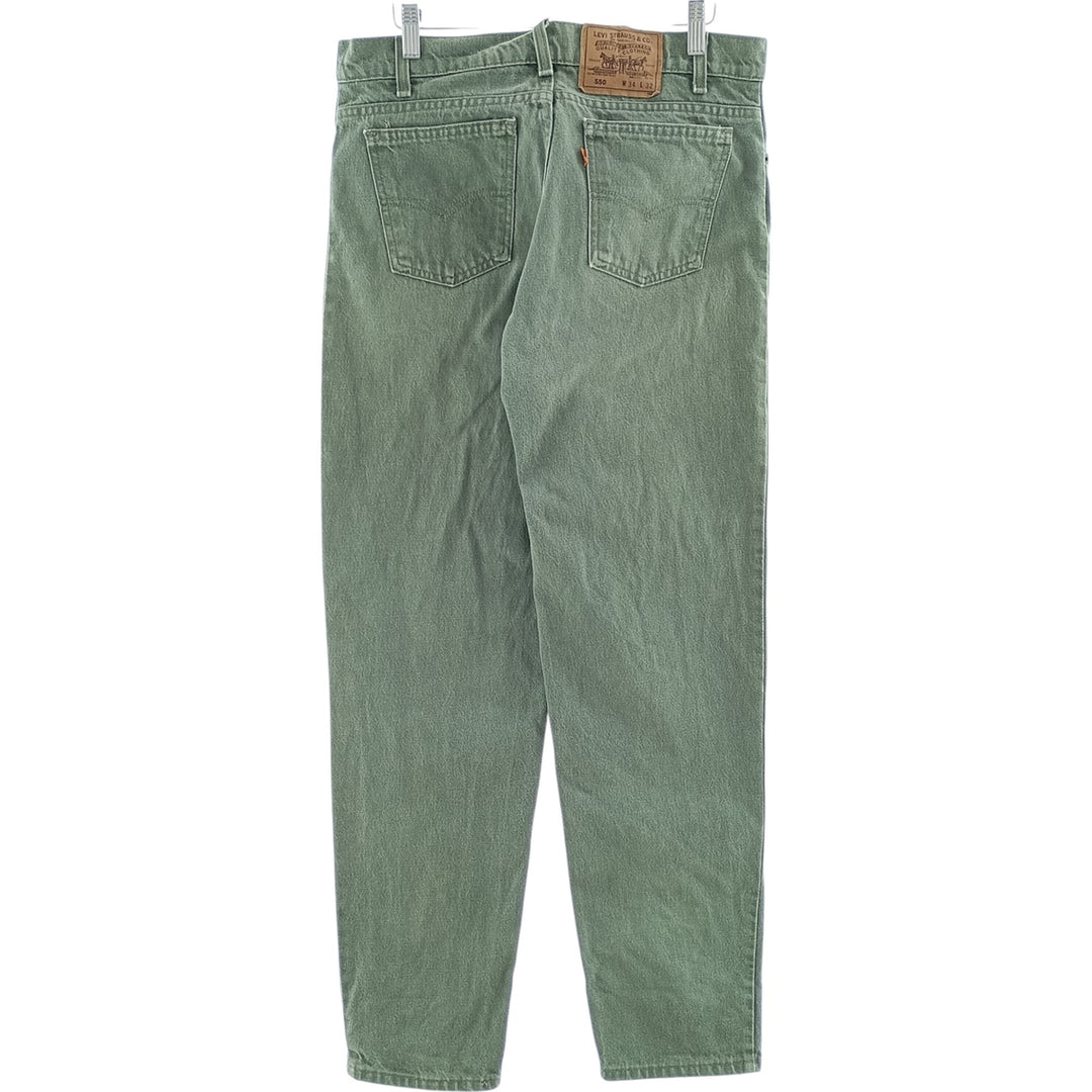 90'S Levi's 550 Orange Tab Tapered Denim Pants Made in USA Men's W33 Vintage cotton Khaki type sage green Vintage Second Hand