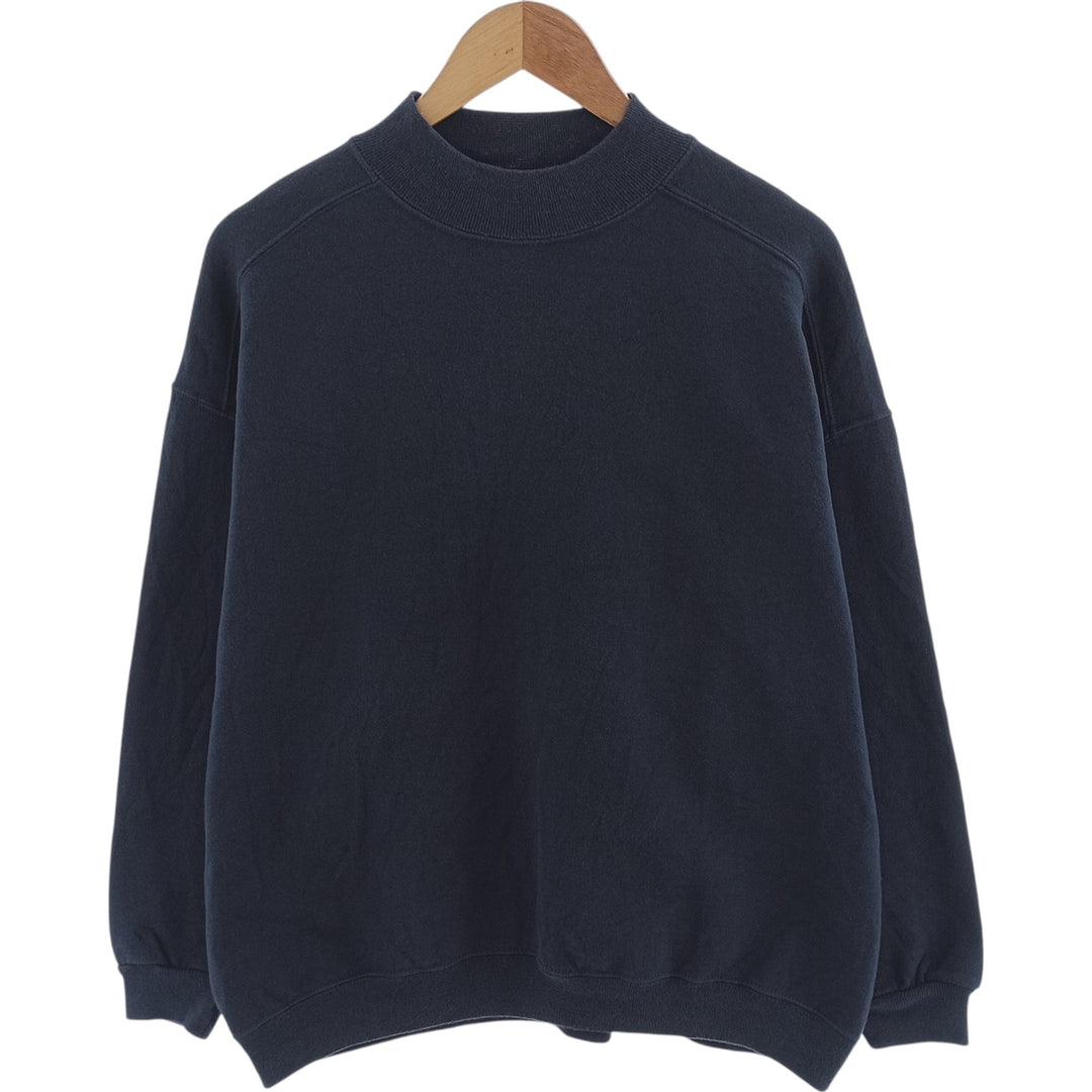 Vintage 90'S CHIC mock neck plain blank sweatshirt, made in the USA, men's size XL cotton navy blue type Vintage Second Hand