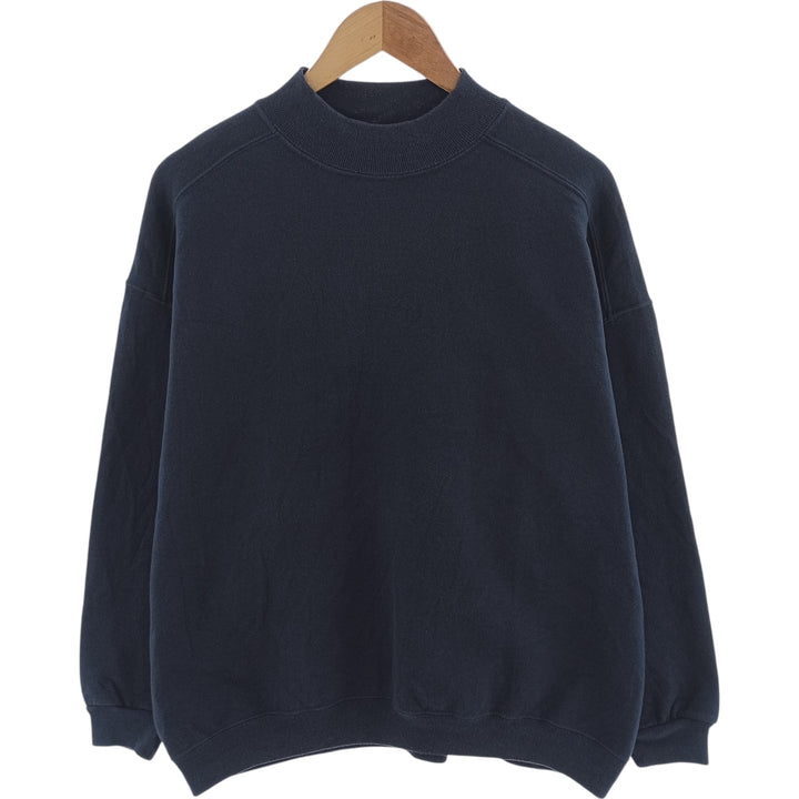 Vintage 90'S CHIC mock neck plain blank sweatshirt, made in the USA, men's size XL cotton navy blue type Vintage Second Hand