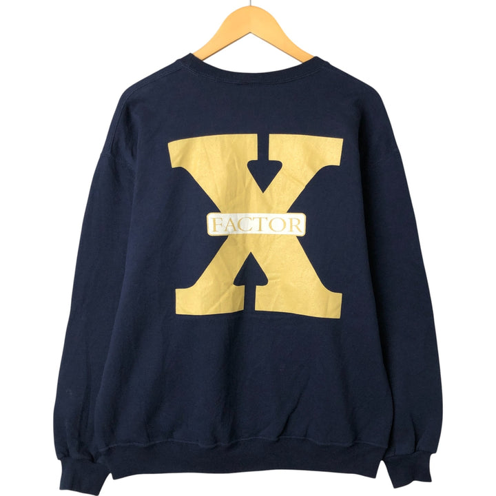 00'S ~ Russell Back Print College Sweatshirt Trainer Men's L size cotton navy blue type Vintage Second Hand