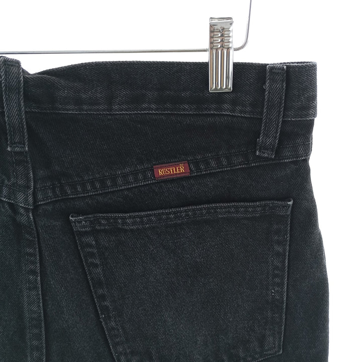 Rustler Black Denim Straight Denim Pants for Men, W32 equivalent cotton black type Vintage Second Hand