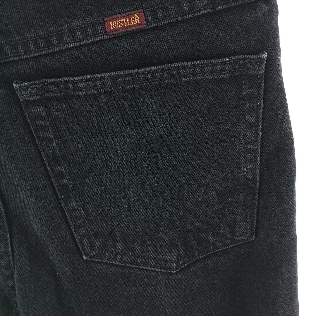 Rustler Black Denim Straight Denim Pants for Men, W32 equivalent cotton black type Vintage Second Hand