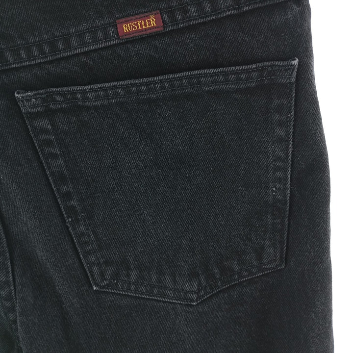 Rustler Black Denim Straight Denim Pants for Men, W32 equivalent cotton black type Vintage Second Hand
