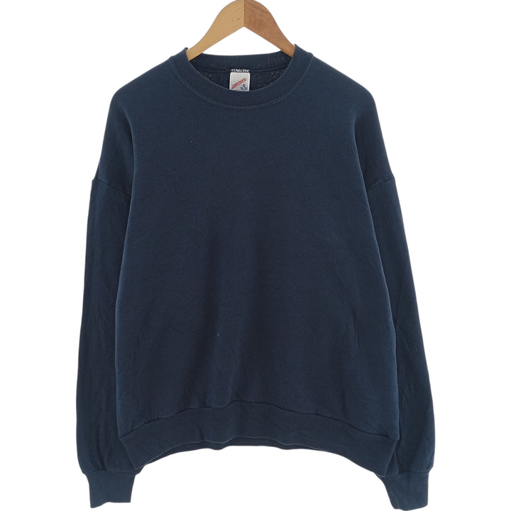 80s-90'S Jerzees Plain Blank Sweatshirt Trainer Made in USA Men's XL Vintage cotton navy blue type Vintage Second Hand