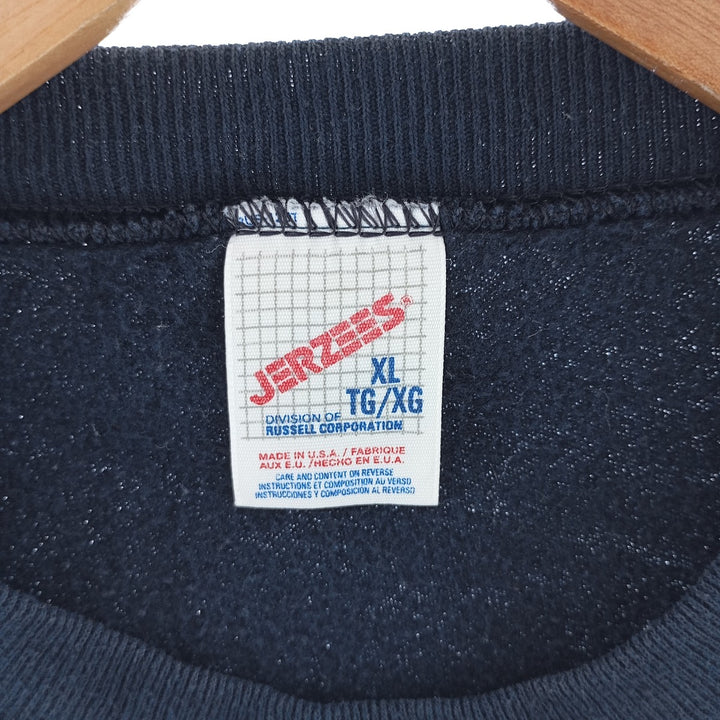 80s-90'S Jerzees Plain Blank Sweatshirt Trainer Made in USA Men's XL Vintage cotton navy blue type Vintage Second Hand