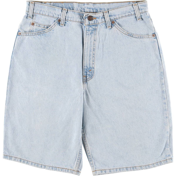 90'S Levi's 550 Relaxed Fit Orange Tab Denim Shorts, Made in USA, Men's W34, Vintage cotton Blue type light blue Vintage Second Hand