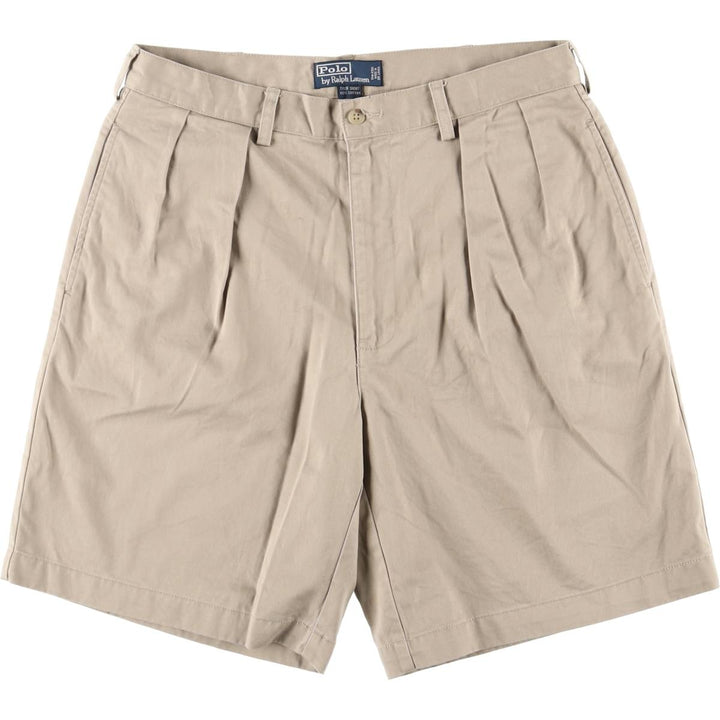 Ralph Lauren POLO by Ralph Lauren TYLER SHORT Two-pleat chino shorts, short pants, men's size W34 cotton Beige type Vintage Second Hand