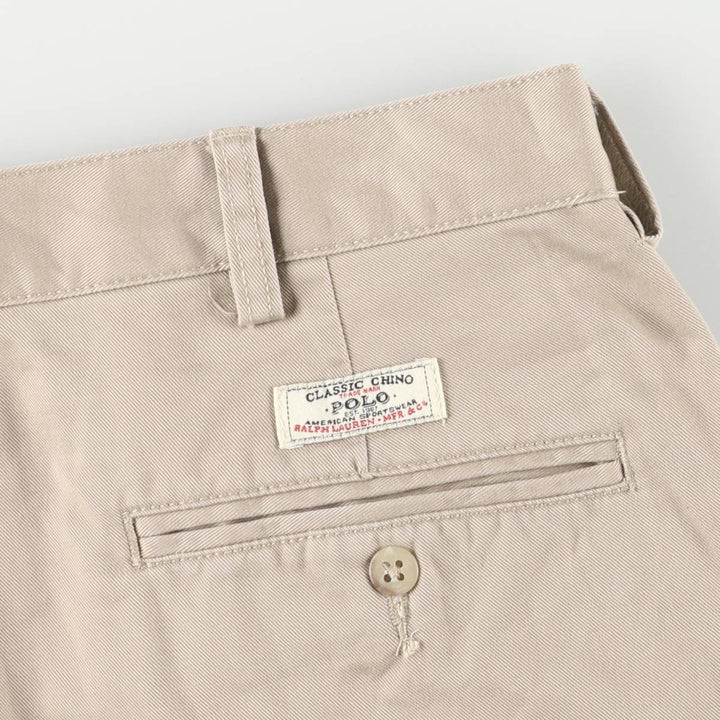Ralph Lauren POLO by Ralph Lauren TYLER SHORT Two-pleat chino shorts, short pants, men's size W34 cotton Beige type Vintage Second Hand