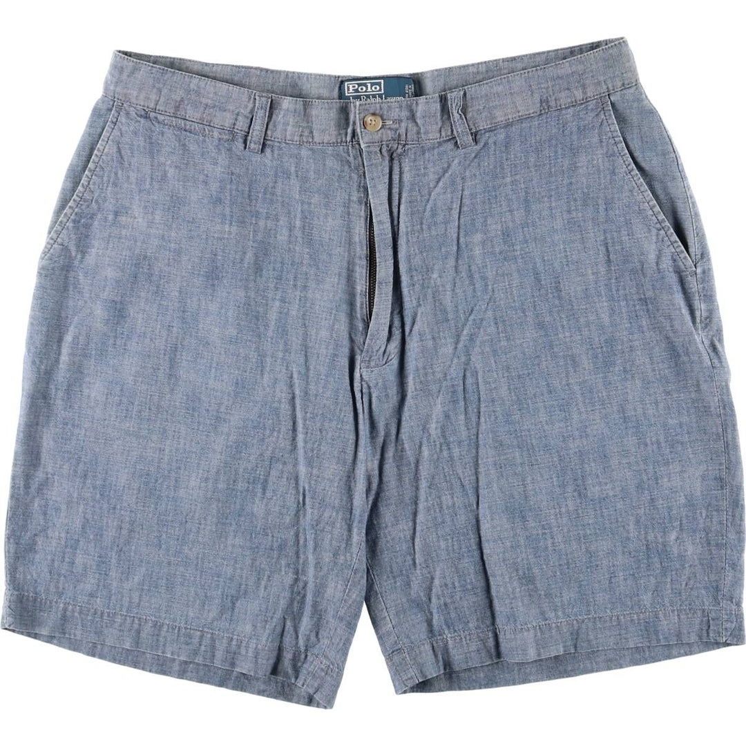 Ralph Lauren POLO by Ralph Lauren PROSPECT chambray cotton shorts, men's size W36 cotton blue type Vintage Second Hand