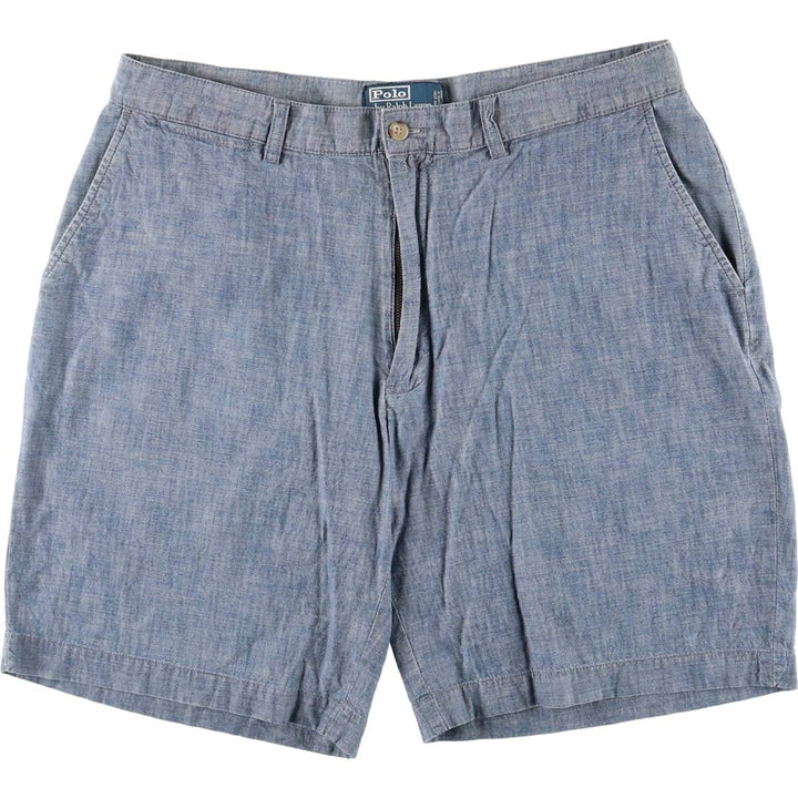Ralph Lauren POLO by Ralph Lauren PROSPECT chambray cotton shorts, men's size W36 cotton blue type Vintage Second Hand