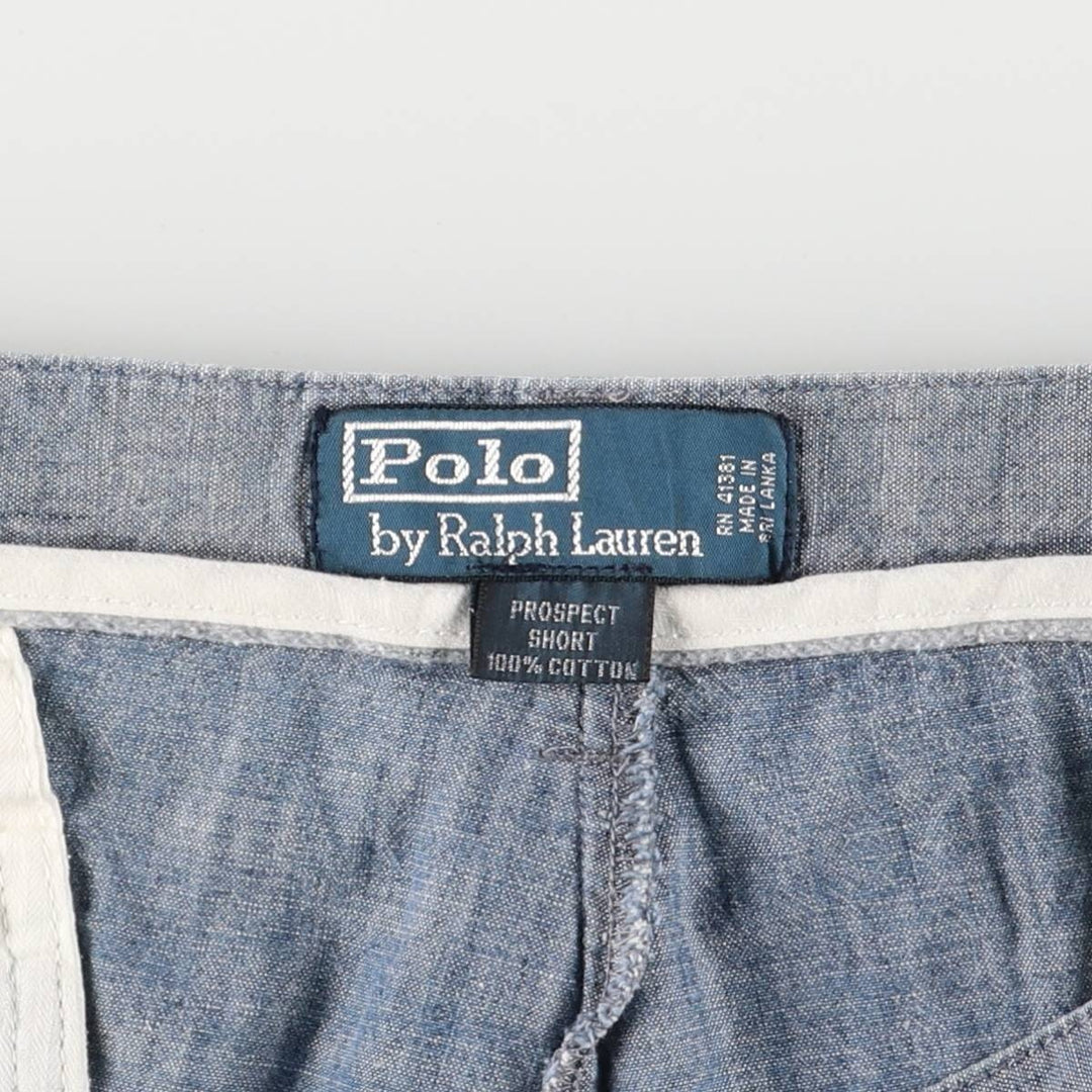 Ralph Lauren POLO by Ralph Lauren PROSPECT chambray cotton shorts, men's size W36 cotton blue type Vintage Second Hand