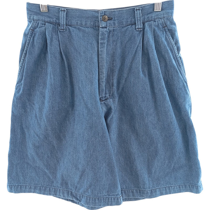 Ralph Lauren two-pleat denim shorts, made in the USA, women's size L (w27). cotton blue type Vintage Second Hand