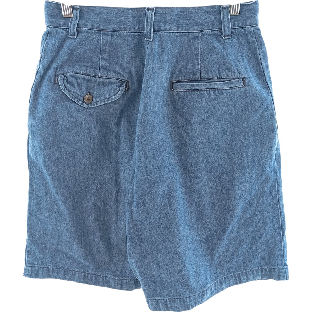 Ralph Lauren two-pleat denim shorts, made in the USA, women's size L (w27). cotton blue type Vintage Second Hand