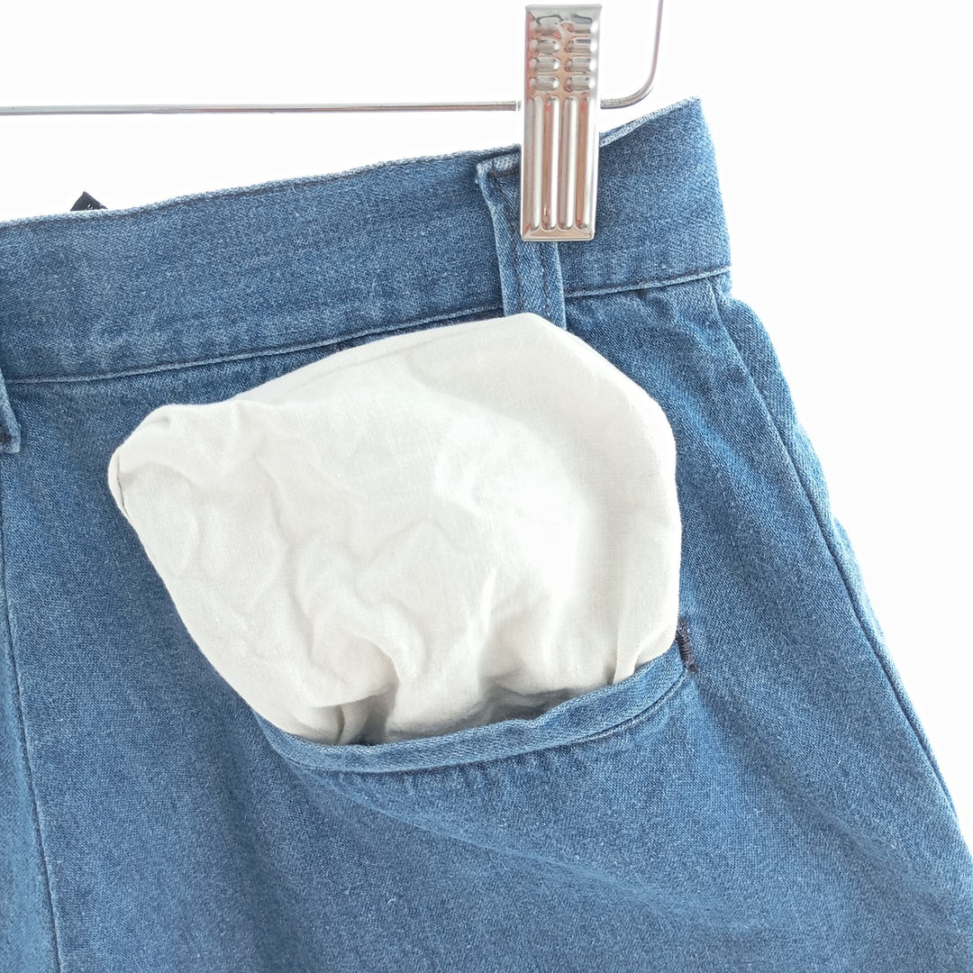 Ralph Lauren two-pleat denim shorts, made in the USA, women's size L (w27). cotton blue type Vintage Second Hand