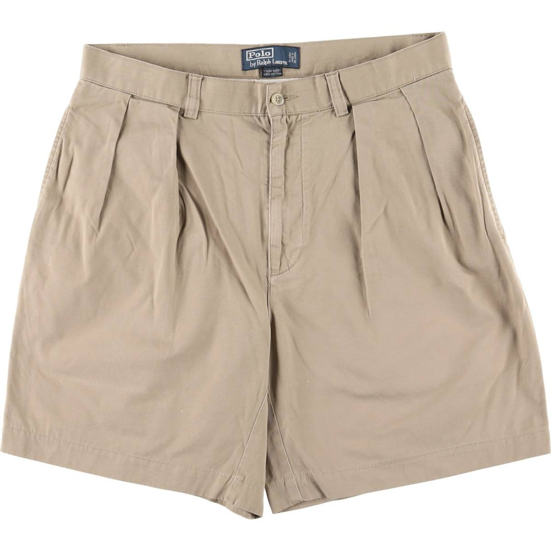 Ralph Lauren POLO by Ralph Lauren TYLER SHORT Two-pleat chino shorts, short pants, men's size W32 cotton Beige type Vintage Second Hand
