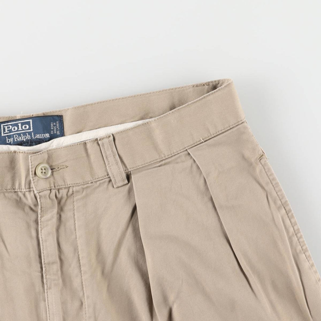Ralph Lauren POLO by Ralph Lauren TYLER SHORT Two-pleat chino shorts, short pants, men's size W32 cotton Beige type Vintage Second Hand