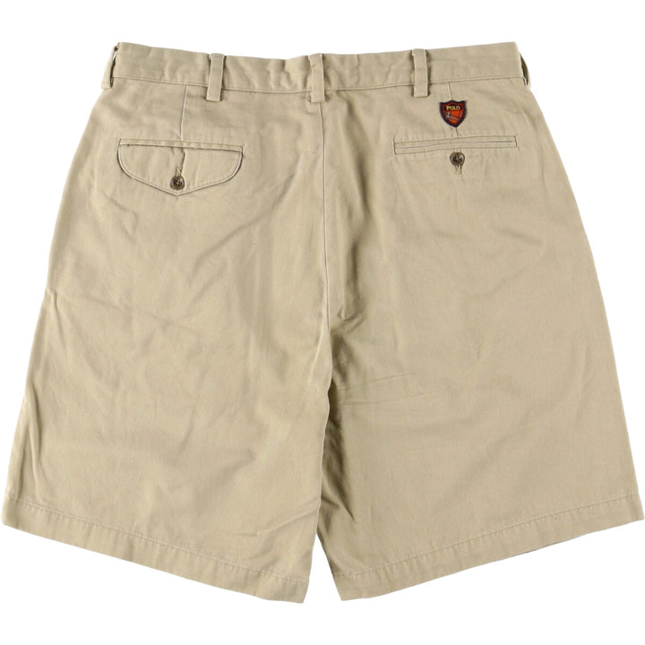 Ralph Lauren POLO GOLF Classic Golf Shorts, two-pleat chino shorts, men's size W35. cotton Beige type Vintage Second Hand