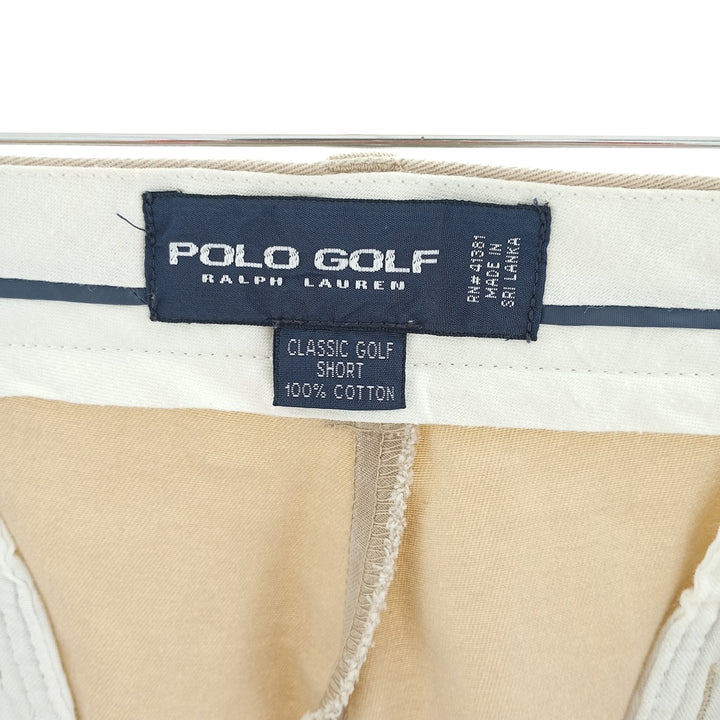 Ralph Lauren POLO GOLF Classic Golf Shorts, two-pleat chino shorts, men's size W35. cotton Beige type Vintage Second Hand