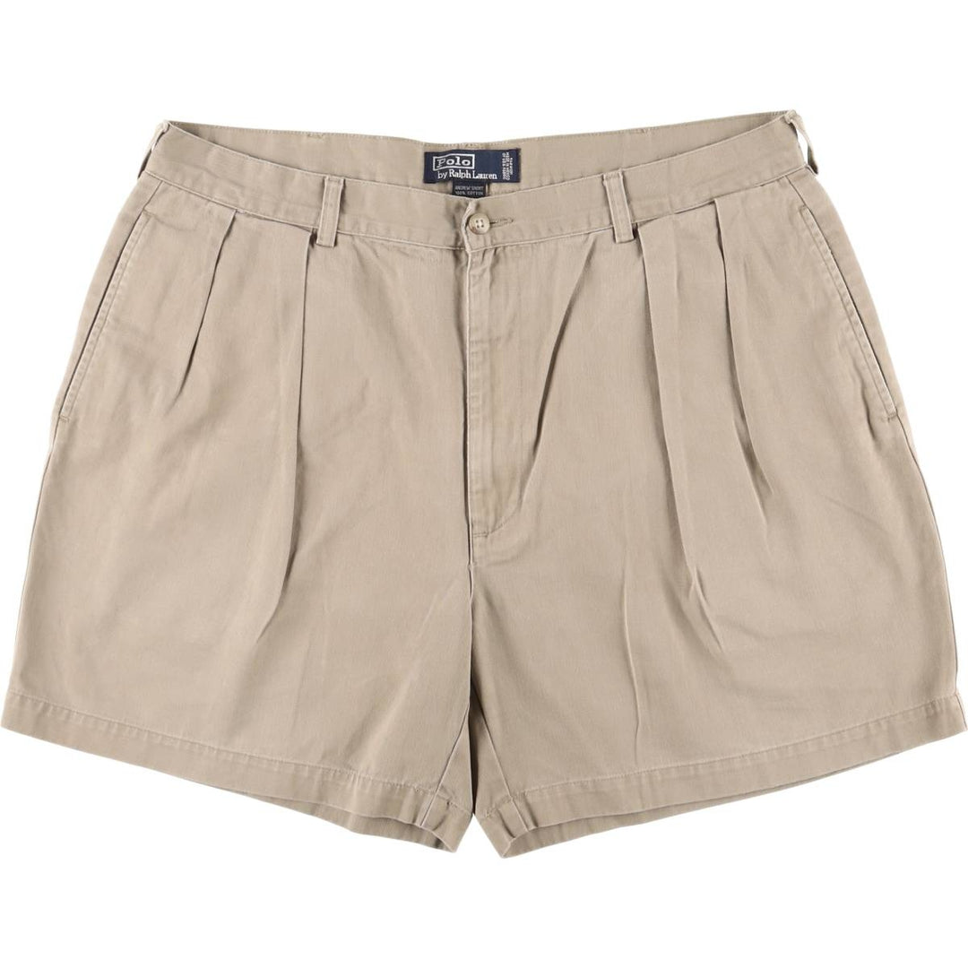 Ralph Lauren POLO by Ralph Lauren ANDREW SHORT Two-pleat chino shorts, short pants, men's size W37 cotton Beige type Vintage Second Hand