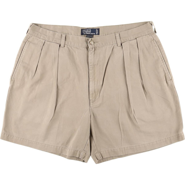 Ralph Lauren POLO by Ralph Lauren ANDREW SHORT Two-pleat chino shorts, short pants, men's size W37 cotton Beige type Vintage Second Hand