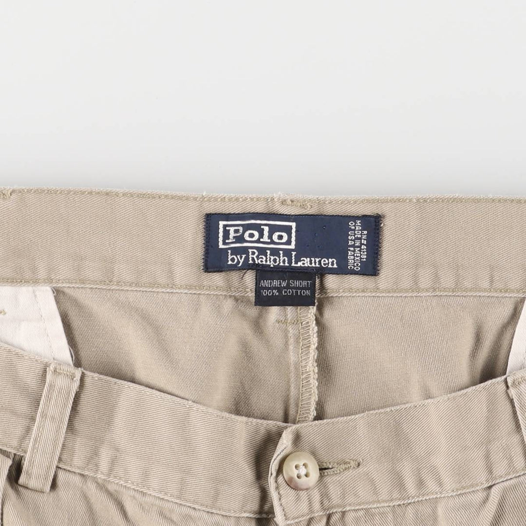 Ralph Lauren POLO by Ralph Lauren ANDREW SHORT Two-pleat chino shorts, short pants, men's size W37 cotton Beige type Vintage Second Hand