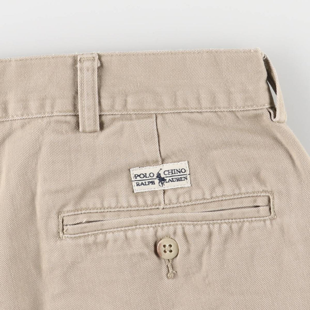 Ralph Lauren POLO by Ralph Lauren ANDREW SHORT Two-pleat chino shorts, short pants, men's size W37 cotton Beige type Vintage Second Hand