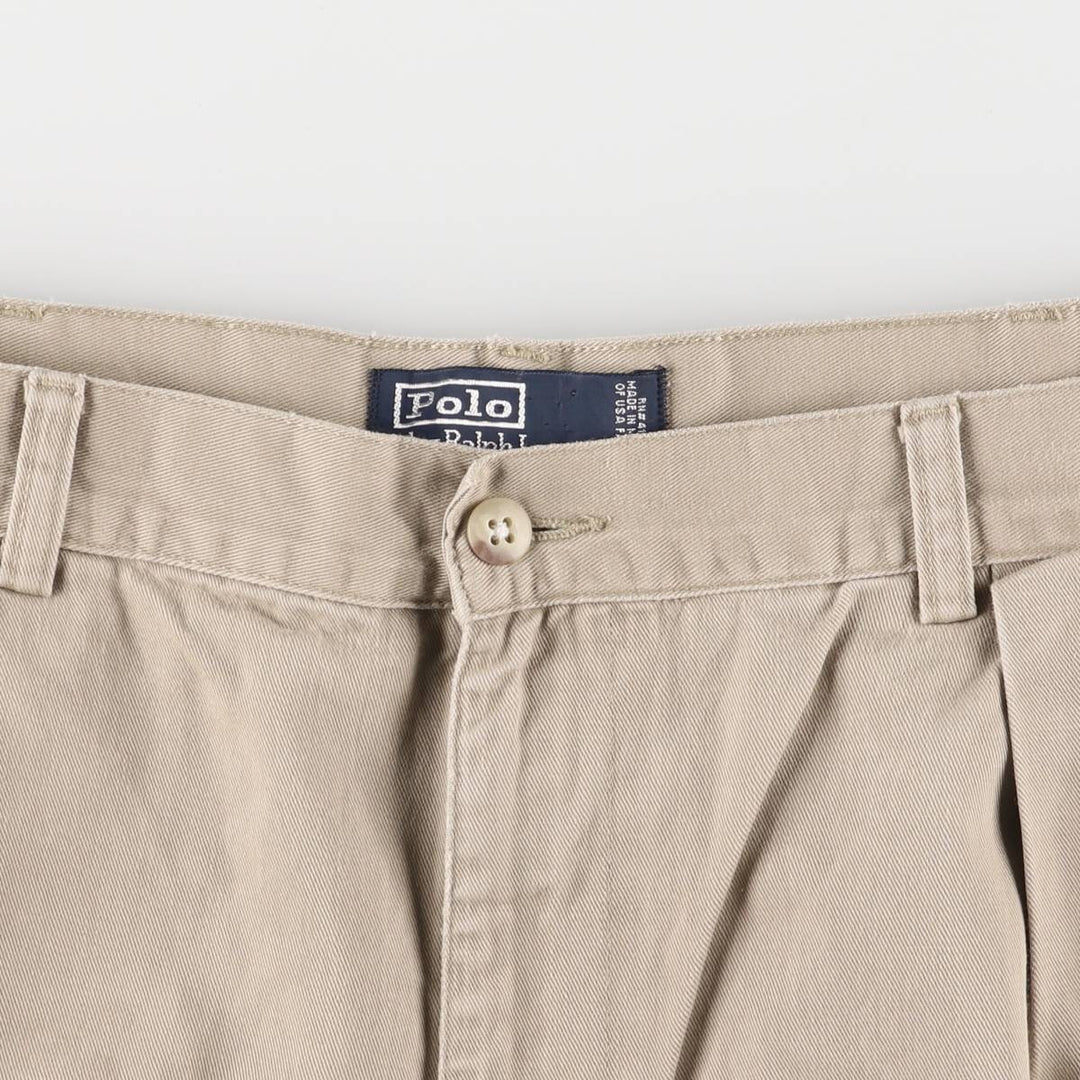 Ralph Lauren POLO by Ralph Lauren ANDREW SHORT Two-pleat chino shorts, short pants, men's size W37 cotton Beige type Vintage Second Hand