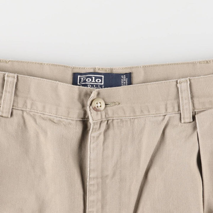 Ralph Lauren POLO by Ralph Lauren ANDREW SHORT Two-pleat chino shorts, short pants, men's size W37 cotton Beige type Vintage Second Hand