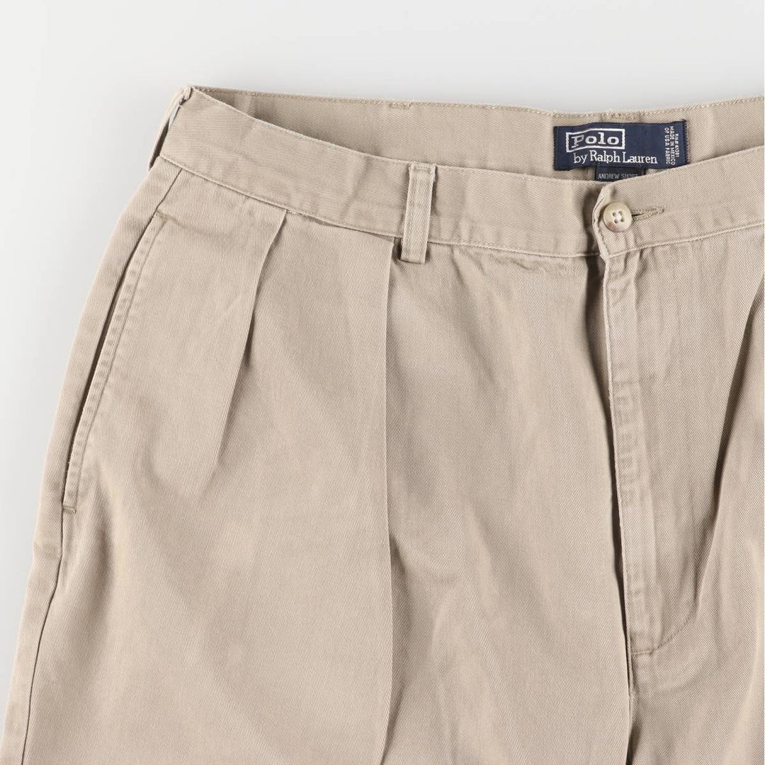 Ralph Lauren POLO by Ralph Lauren ANDREW SHORT Two-pleat chino shorts, short pants, men's size W37 cotton Beige type Vintage Second Hand