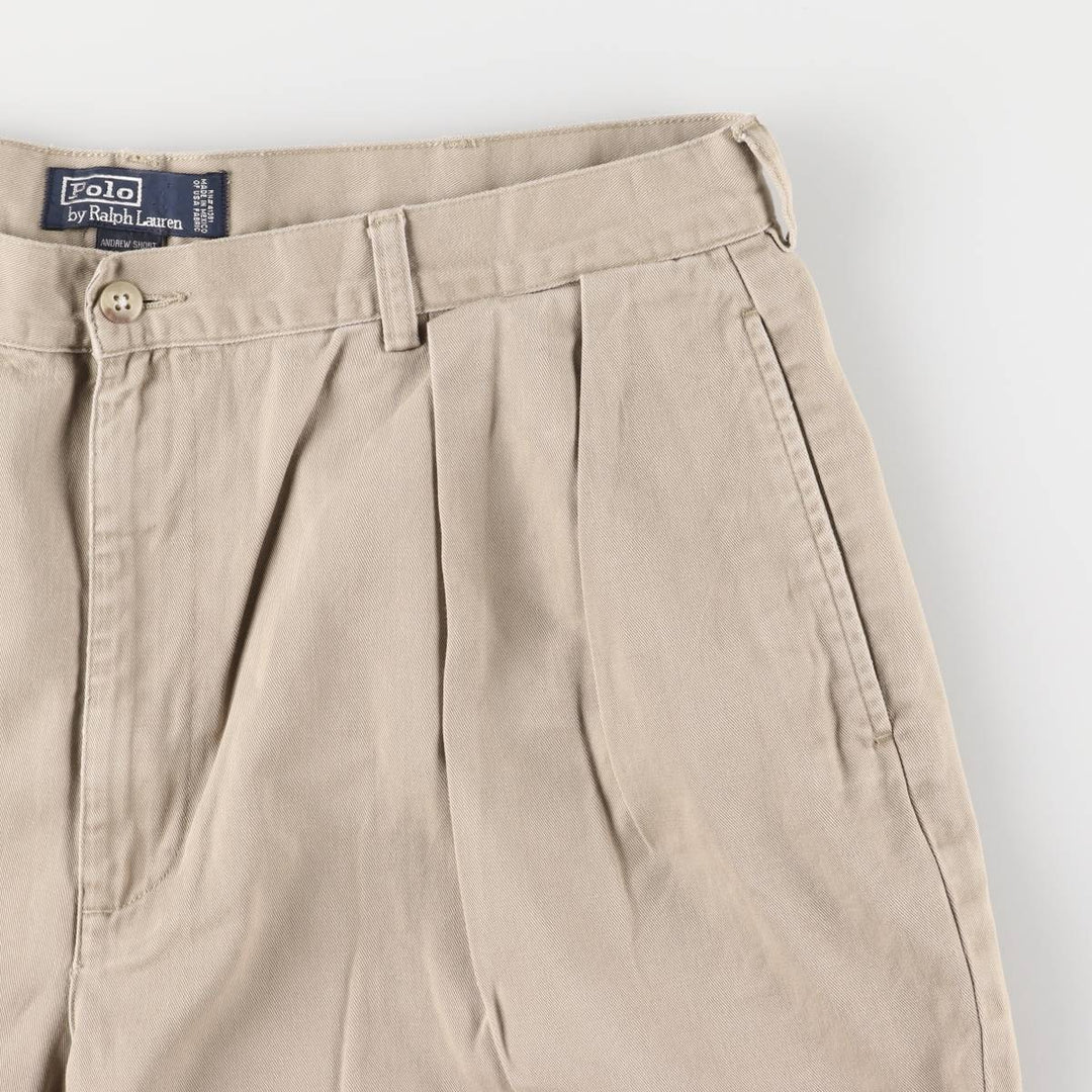 Ralph Lauren POLO by Ralph Lauren ANDREW SHORT Two-pleat chino shorts, short pants, men's size W37 cotton Beige type Vintage Second Hand