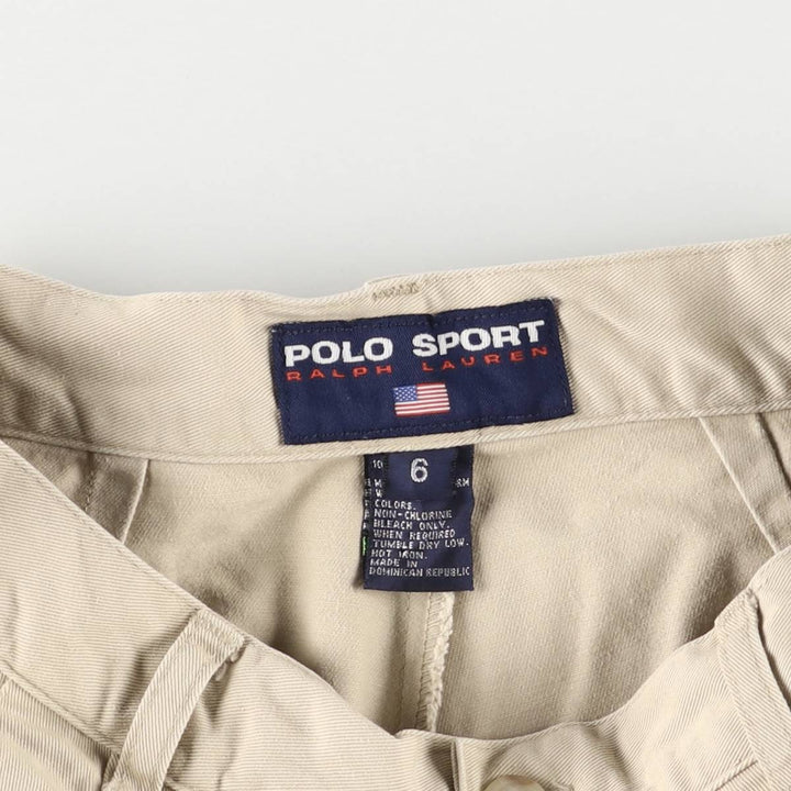Vintage 90'S Ralph Lauren Polo Sport two-pleat chino shorts, women's size L (w28). cotton Beige type Vintage Second Hand
