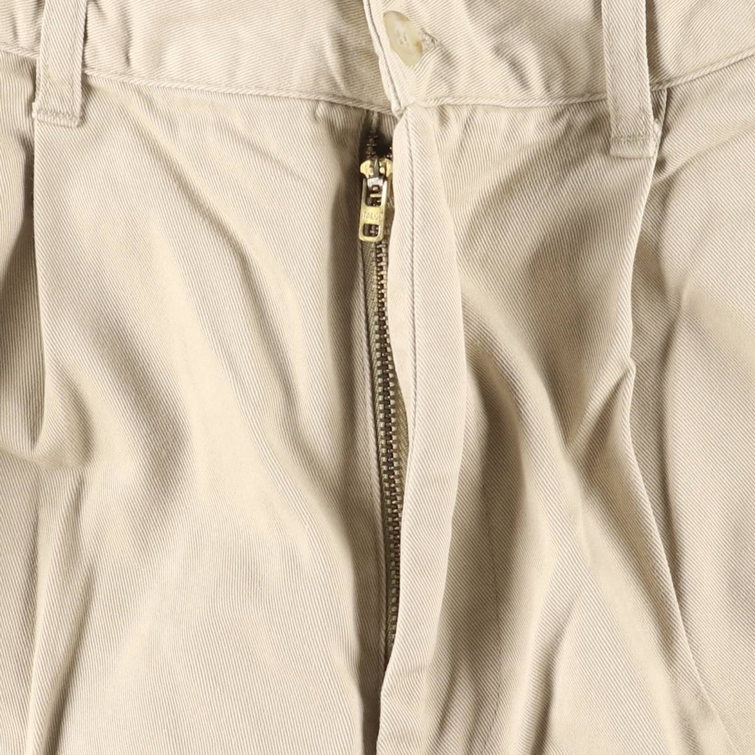 Vintage 90'S Ralph Lauren Polo Sport two-pleat chino shorts, women's size L (w28). cotton Beige type Vintage Second Hand