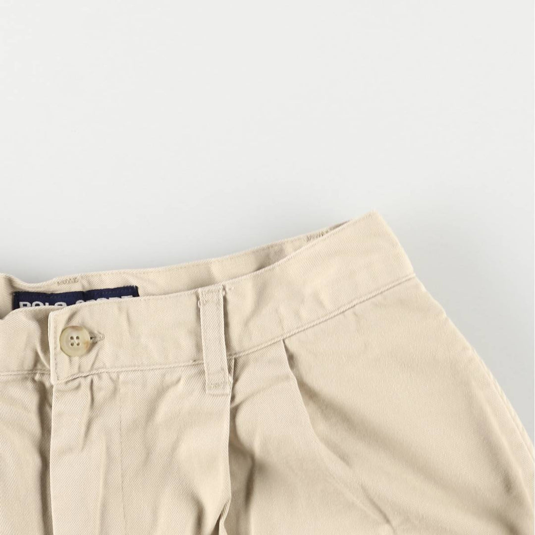 Vintage 90'S Ralph Lauren Polo Sport two-pleat chino shorts, women's size L (w28). cotton Beige type Vintage Second Hand