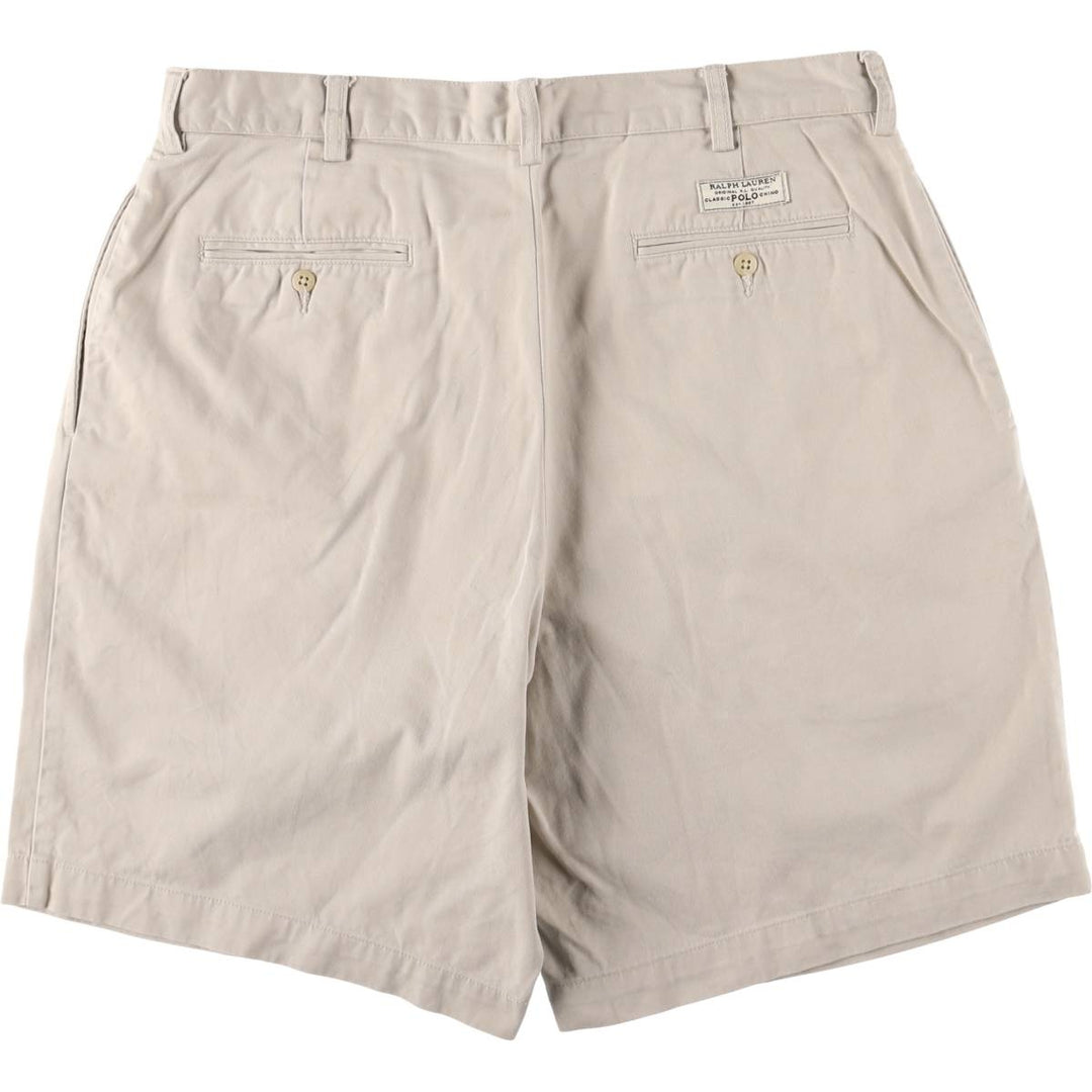 Ralph Lauren POLO by Ralph Lauren TYLER SORT Two-Pleated Chino Shorts, Men's, Size W35 cotton ivory Vintage Second Hand