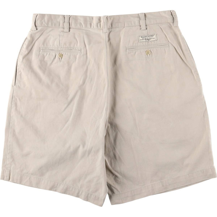 Ralph Lauren POLO by Ralph Lauren TYLER SORT Two-Pleated Chino Shorts, Men's, Size W35 cotton ivory Vintage Second Hand