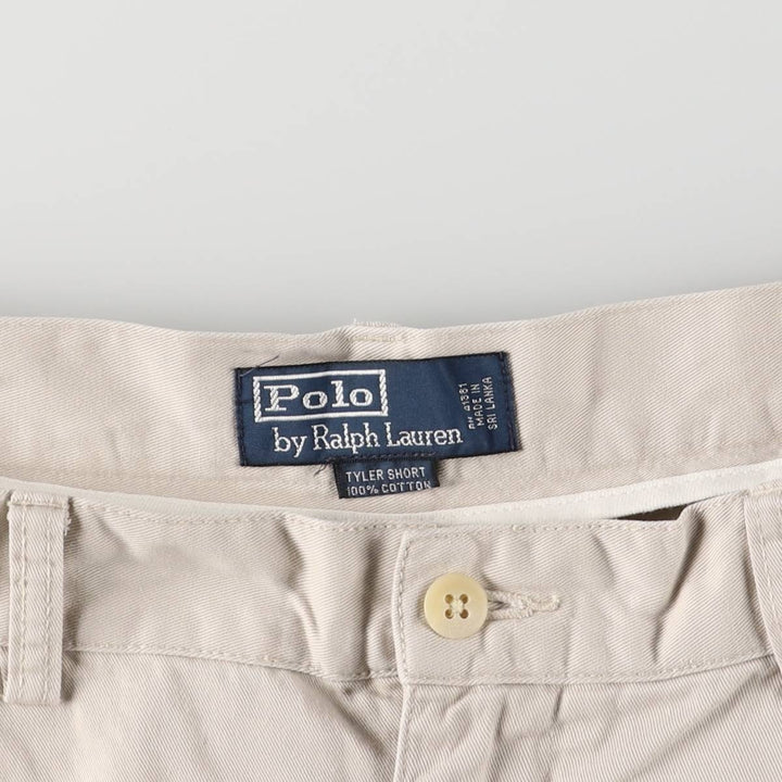 Ralph Lauren POLO by Ralph Lauren TYLER SORT Two-Pleated Chino Shorts, Men's, Size W35 cotton ivory Vintage Second Hand