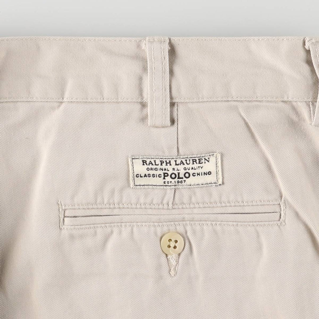 Ralph Lauren POLO by Ralph Lauren TYLER SORT Two-Pleated Chino Shorts, Men's, Size W35 cotton ivory Vintage Second Hand