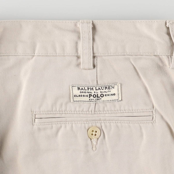Ralph Lauren POLO by Ralph Lauren TYLER SORT Two-Pleated Chino Shorts, Men's, Size W35 cotton ivory Vintage Second Hand