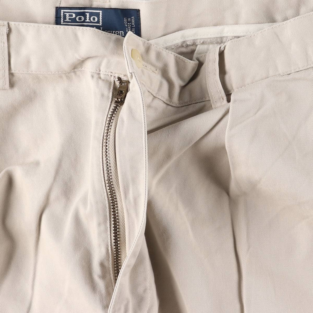 Ralph Lauren POLO by Ralph Lauren TYLER SORT Two-Pleated Chino Shorts, Men's, Size W35 cotton ivory Vintage Second Hand